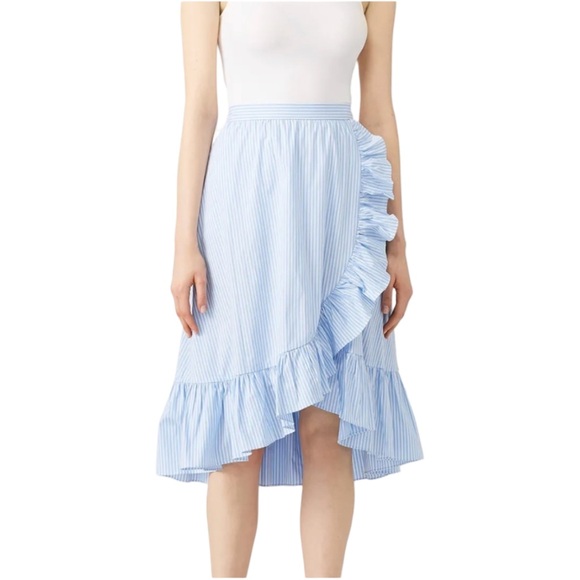 Jill Stuart Dresses & Skirts - Jill Stuart Striped Ruffle Midi Skirt A-Line Cottagecore Office Preppy Nautical